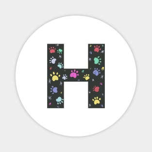 H letter  with colorful paw print Magnet